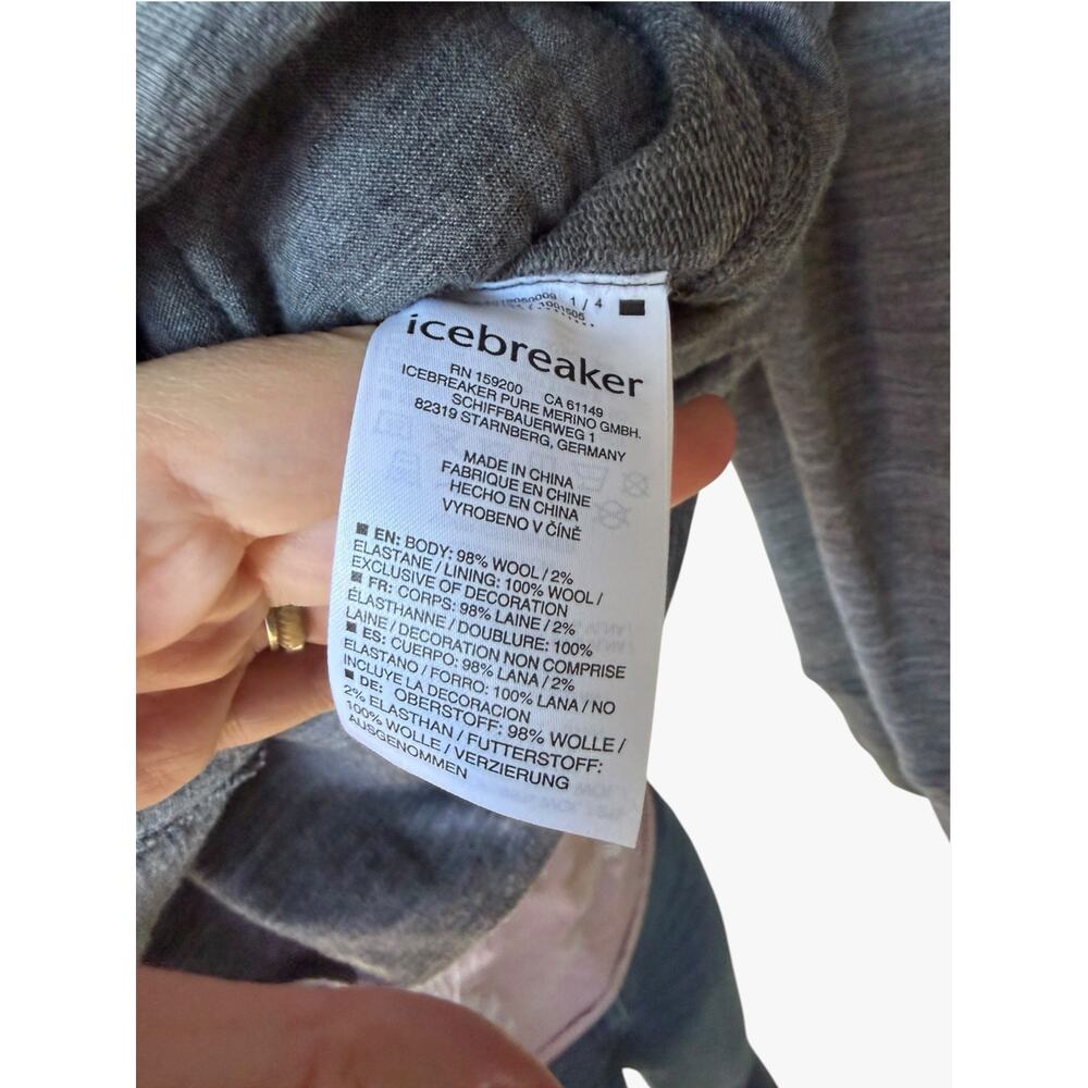 Icebreaker Merino Wool Hooded Full Zip Jacket Women’s Small Gray Gorpcore Hiking - Picture 5 of 8